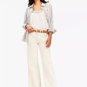 LOFT Mid Rise Wide Leg Jeans in Ivory NWT Size 29/ 8